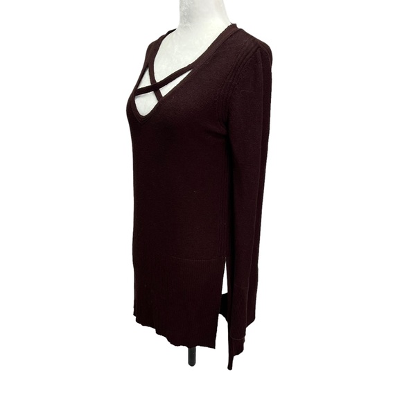 Free People Criss-Cross Tunic Sweater in Brown Wine Size Small - Picture 9 of 15